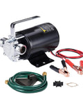 12V DC Mini Portable Water Pump For Sump Drainage, Battery Powered, Beefy 330 GPH Flow, 39 Ft Lift, Durable Chrome Hose Connectors