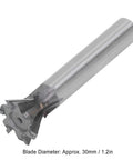 Amazon dovetail cutter, 60° 6-flute carbide end mill with straight shank, 30mm diameter