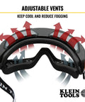 Adjustable vents on Clear Lens Safety Goggles With Anti Fog Scratch Resistant Eye Protection PPE UV Shield