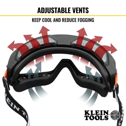 Adjustable vents on Clear Lens Safety Goggles With Anti Fog Scratch Resistant Eye Protection PPE UV Shield