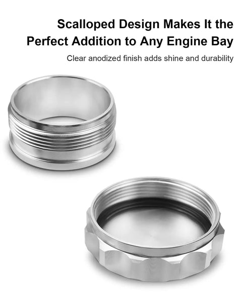 2 Inch Aluminum Alloy Weld On Fuel Cap For Filler Neck 50.8mm Silver, features scalloped design with anodized finish