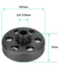 Three Quarter Inch Bore 12 Tooth Centrifugal Clutch With 4 Ft 35 Chain for Predator 212 Go Kart Engines dimensions and design