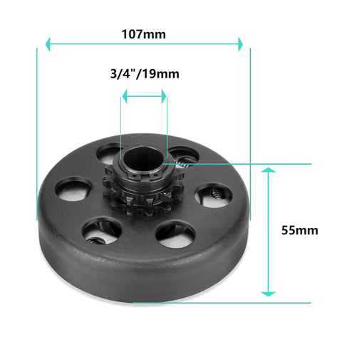 Three Quarter Inch Bore 12 Tooth Centrifugal Clutch With 4 Ft 35 Chain for Predator 212 Go Kart Engines dimensions and design