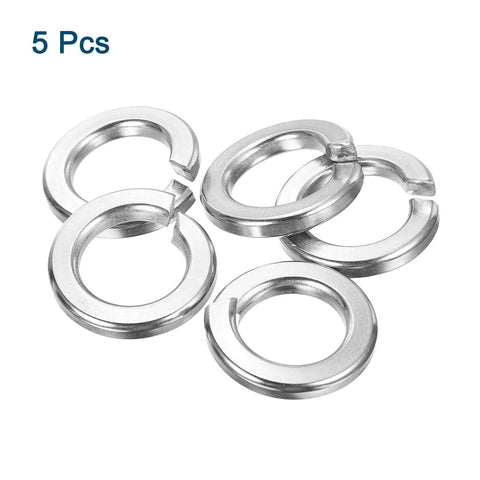 5-piece 1 Inch Split Lock Washer Set in 304 stainless steel, metal split ring for screws and bolts, heavy duty washers for DIY projects.