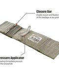 Front view Rhino Rescue 6-inch Israeli-style bandage with pressure applicator and closure bar, beige gauze, 2-pack