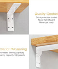 Built Tough Heavy Duty Countertop Support Brackets 12 by 6 Inches White Iron Shelving Brackets 5mm Thick Industrial L Shape shown mounted