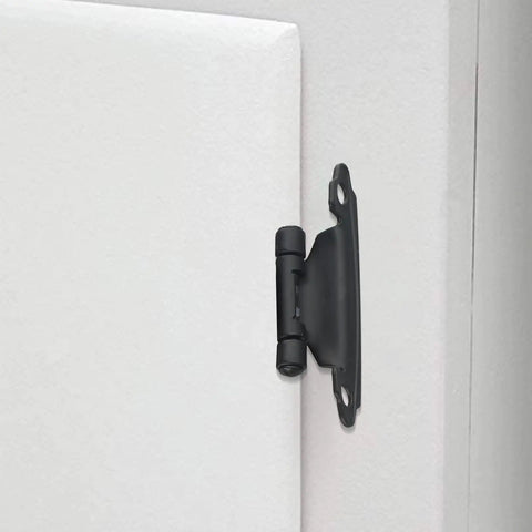 Set Of 10 Self Closing Cabinet Hinges For Wood Metal Plastic Doors, Overlay Flush Cupboard Hinges with black finish on white door