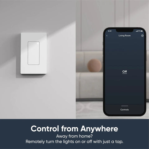 Smart Light Switch 2.4 GHz WiFi Single Pole Needs Neutral Wire Works With Alexa Google Assistant and IFTTT No Hub Needed