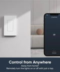 Smart WiFi Light Switch For Single Pole Circuits 2.4 GHz Neutral Wire Required Works With Alexa Google Assistant And IFTTT No Hub Needed 3 Pack White For Modern Homes Like A Breeze shown with smartphone app control.