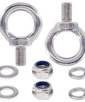 Beefed Up M16 Eye Bolt Lifting Kit With Lock Nuts And Washers 8 Piece Stainless Steel Ring Eyebolts For Rigging And Hoisting Corrosion Resistant Shipboard Ready, eye bolts and hardware set