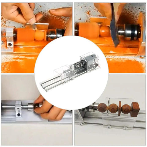 Dope Mini Wood Lathe Machine For DIY Projects, Portable CNC Lathe Kit With 100W Power, 24V DC, Polishing, Grinding, Cutting And Milling, Lightweight Home Woodworking Lathe For Hobbyists And Makers