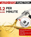 Auto Stop Fuel Transfer Pump Portable Gas Can Pump With USB Type C Or Battery Power, 3.2 GPM flow, spill proof feature