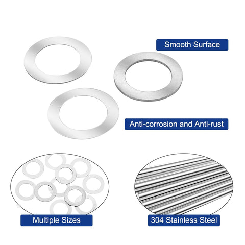 Barrel shim kit for 1/2x28 muzzle brakes, 44 stainless steel rings in multiple sizes for alignment.