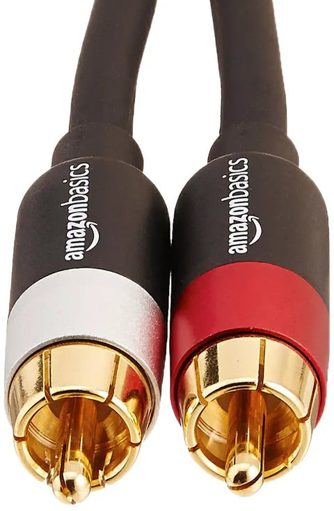 2 Male RCA Stereo Audio Cable For HiFi Systems And Subwoofers Crystal Clear Audio Gold Plated Connectors 15 Feet High Fidelity Digital Audio Interconnect For Amplifiers And Active Speakers, gold connectors