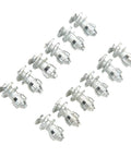 Heavy Duty Tungsten Steel Screw In Tire Studs Deliver Killer Traction And Rock Solid Skid Control For Cars Trucks Forklifts And Motorcycle Applications, silver tire studs arranged in a row.