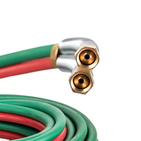 Beefed Up Heavy Duty Three Eighths Inch Grade T Cutting Torch Hose for Oxy Acetylene Welding Gas with B Fittings on Both Ends