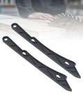 Two Pack ABS Safety Push Sticks For Woodworking Pro Grade Push Blocks For Band Saw Miter Saw And Table Saw To Protect Your Hands Improve Accuracy Durable Grip Essential Shop Safety Set. Black ABS push sticks with ergonomic design in front of table saw blade in workshop.