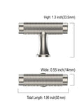 Close-up of 10 Pack Knurled Champagne Bronze Kitchen Cabinet Knobs Gold Dresser Drawer Knobs Single Hole T Bar Pull Handles dimensions.