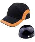 Lightweight Safety Bump Cap With ABS Insert For Low Risk Job Sites Breathable Baseball Style Head Protection With Reflective Stripes Cotton Shell Black And Orange