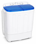Gotta Love This Ultra Compact Portable Twin Tub Washer Straight Up Silver Ion Deep Clean 18 Pound Laundry Spinner Combo Built For Dorms Apartments And Rv Homes Easy Setup Blue side view with two separate tubs and controls.