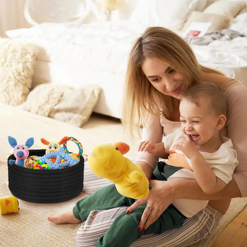 2 Pack Small Woven Storage Baskets, 7.5 Inch Round Cotton Bins For Organizing Jewelry, Desk Accessories And Baby Items, Perfect For Tiny Spaces, Durable Cotton Weave, Easy Access Desktop Or Vanity Organizers