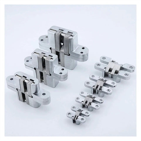 Beefy Stainless Steel Concealed Cross Folding Door Hinge With Hidden Double Spring Built In Heavy Load Door Hardware 2 Pack NO6 Color 1