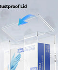 Clear Acrylic Glove Dispenser Wall Mount For Triple Glove Boxes with dustproof lid, showing one glove box inside, space saver.