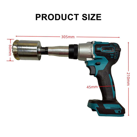 Heavy Duty Electric Crimping Tool For Drum Sealing Automatic Capping Machine For Oil Drums Handles 30 To 40 Mm Caps Like A Champ, side view with measurements