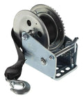 Boat Trailer Hand Crank Winch 1500 Lb Capacity With 6 Inch Comfort Grip Handle Single Speed 20 Ft Strap Heavy Duty Steel Frame