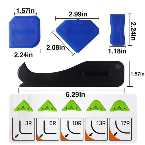 Five In One Caulk Remover Tool With Stainless Head For Silicone Sealant Removal And Grout Scraping, DIY Friendly Built In Cutter, Steel Needle, Triangular Scraper And Finishing Trowel For Bathroom Kitchen Window Sills