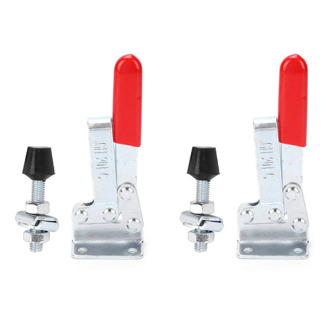 Toggle Hold Down Clamp With Quick Lock GH 201C Fixture For Welding And Woodworking Bench Jig Setup Beefy 182kg Holding Force Rust Resistant Heavy Duty Clamp Tool Set Of 2, red handle clamp set