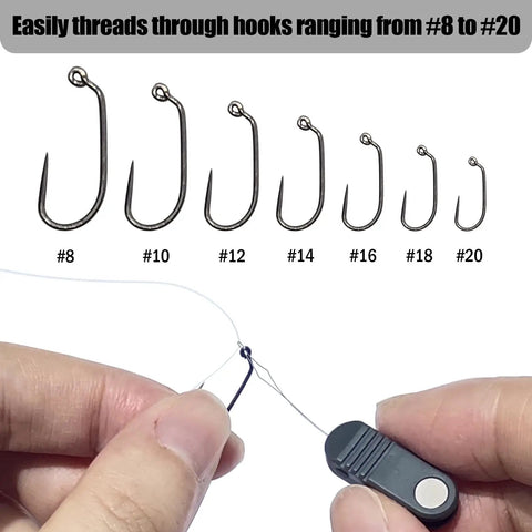 Hook Threader Tool Set With Line Cutter Zinger Retractor Fly Patch Combo threading line through hook sizes #8 to #20