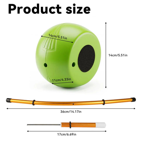 Connector Golf Training Aid For Posture Correction And Swing Mechanics with ball and wristbands dimensions displayed
