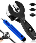 Ratcheting Tubing Cutter For Copper And Pex Pipes With 360 Degree Cut Adjustable From Five Sixteenths To One And One Eighth Inch Includes Deburring Tool And Four Bearing Blades Compact Handheld Plumbing Tool For Tight Spaces, shown in use with blue handle