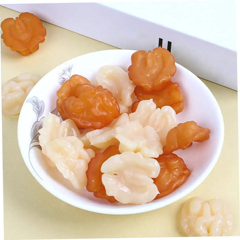 Bowl of 18Pcs Lifelike Walnut Models For DIY Crafts And Home Decor Dope Realistic Artificial Nuts Miniature Nut Ornaments