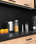 Ultra Slick Black Peel And Stick Wallpaper Self Adhesive Vinyl For Walls, Furniture And Countertops in a modern kitchen setting