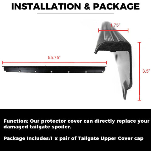 Dimensions of Tailgate Molding Cover Cap for Toyota Tacoma 2005 2015 Replacement 65717 04020 TO1904100 Top Protector