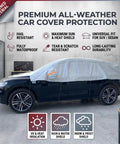 Top Tier Waterproof Car Cover Keeps Your Tesla Cybertruck Whip Looking Sharp And Safe From Road Grime Daily Weather And Sun Damage With A Heavy Canvas Shield And Tight Seal on a vehicle in a garage.