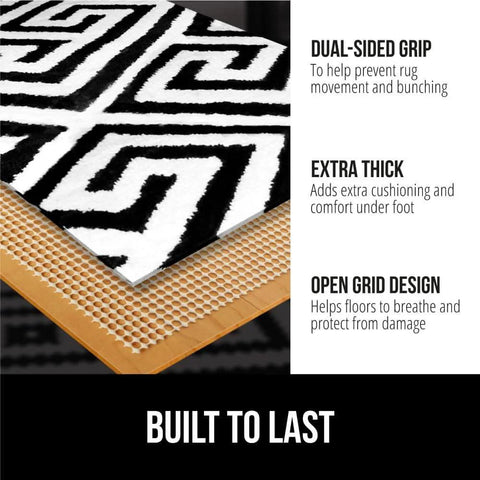Extra Strong Rug Pad Gripper 2x4 Ft For Hardwood Floors And Carpets, Dual Sided Grip, Open Grid Design, Extra Thick Cushioning