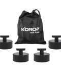 Rubber Jack Pad Set For Corvette C5 C6 C7 C8 With 4 Piece Set And Storage Bag visible with pads and storage bag
