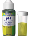 Bottle and vial from pH Test Kit For Hydroponics With pH Fluid And Test Strips, 1 Oz, Easy No-Fuss pH Testing For Nutrients.