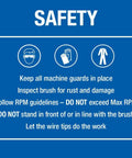 Safety instructions for 10 Inch Crimped Wire Wheel For Bench Grinders With Two Inch, Half Inch, And Five Eighths Inch Arbor Options, 3600 RPM