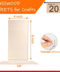Front view of basswood sheet for crafts, 4x8 inches, 1/8 inch (3 mm) thick, unfinished; pack of 20.