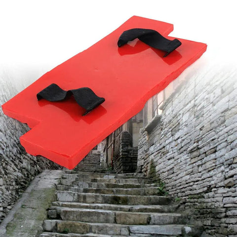 Concrete Cement Wall And Floor Stamp Mat Polyurethane Mold For DIY Projects Vertical Stamp Pattern Easy To Use Durable 15.7 By 7.8 By 0.6 Inches 1.5 Kg For Creating Custom Textured Surfaces product showing red mat with straps against stone stair background.