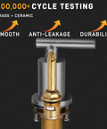 Close-up of Matte Black And Brushed Gold 2-Handle 8-Inch Widespread Bathroom Faucet With Overflow Drain components against black.