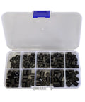 Open organizer case of 1000 Piece Nylon Spacers Assortment Kit With Hollow Non Threaded Standoffs Black For Electronics DIYers And Makers Insulation And Vibration Dampening ABS Nylon Plastic With Various Inner Diameters And Thicknesses