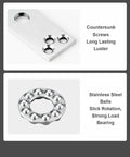 Built Tough Heavy Duty 360 Degree Stainless Steel Hidden Door Pivot Hinge for Bookshelves and Cabinets close-up components
