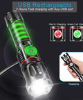 Magnetic LED Flashlight 360 COB Beast 5000 Lumen Waterproof Zoomable 4 Modes with USB Charging and Power Indicator