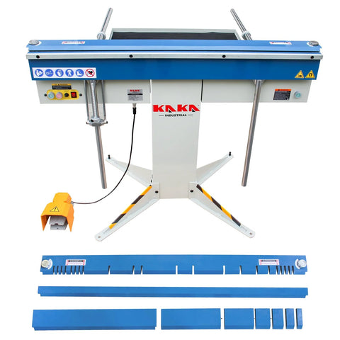 KAKA Industrial 48-inch magnetic box-and-pan brake with foot pedal; 6-ton, 16-gauge capacity; includes clamp bars.