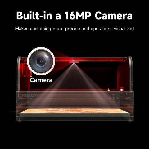 Falcon2 Pro 40W Desktop Diode Laser Engraver with Enclosure Smart Camera and Air Assist showcasing 16MP camera feature